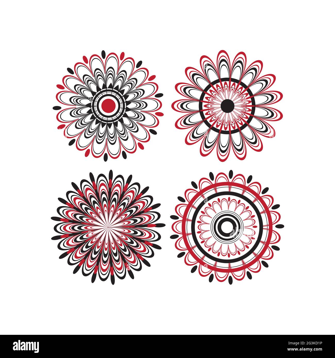 Collezione di quattro disegni di fiori maori Foto Stock