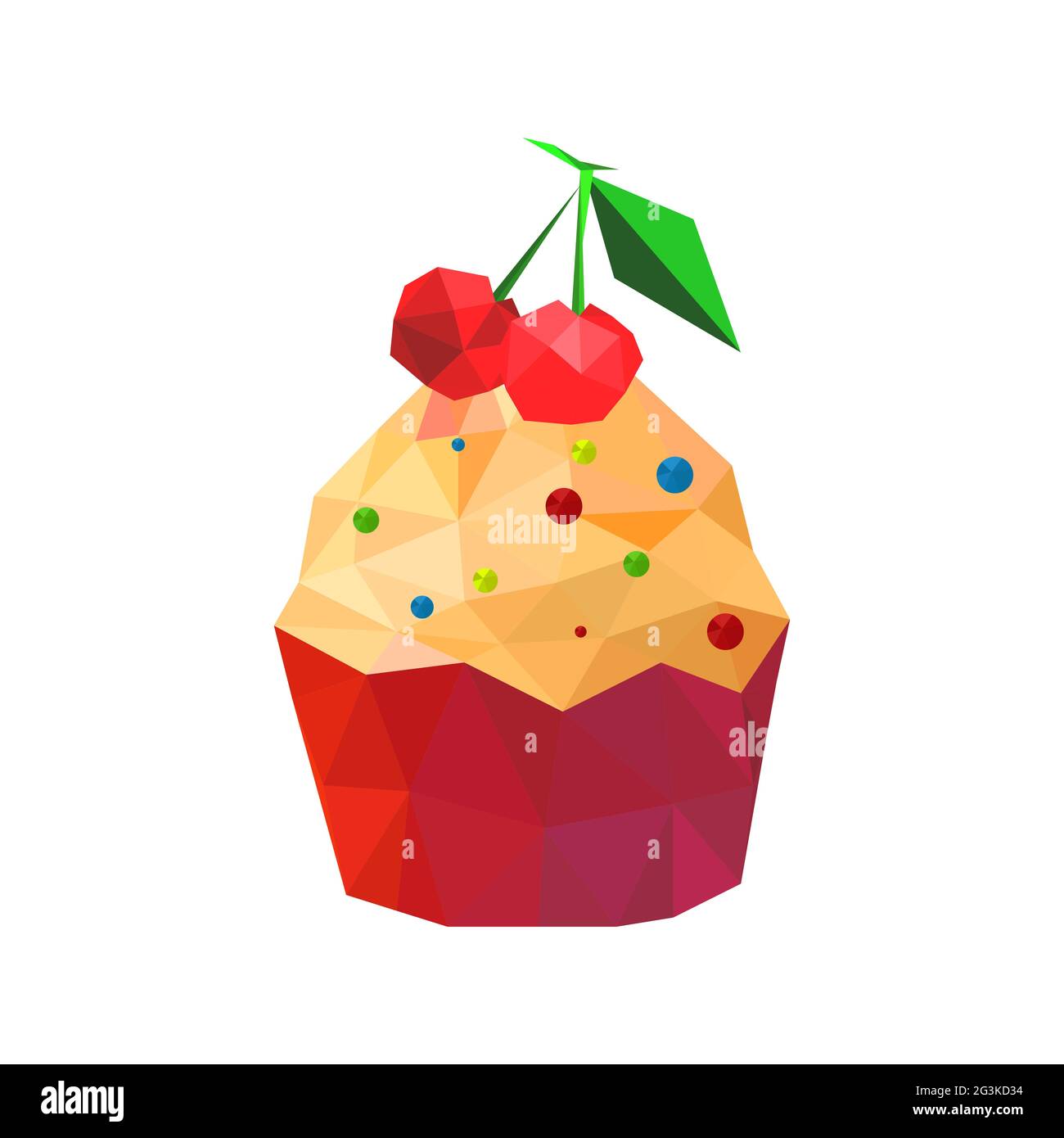 Illustrazione della cupcake origami con ciliegie Foto Stock