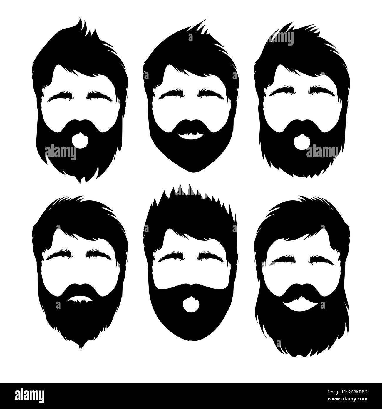 Illustrazione di diversi stili di capelli e di barba sull'uomo hipster Foto Stock
