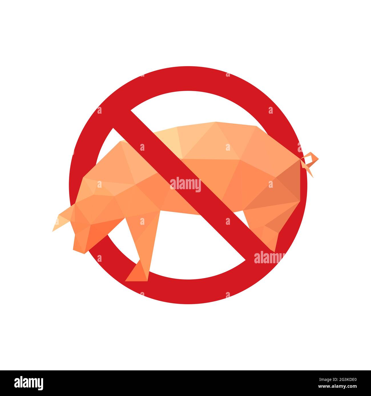 Illustrazione con icona proibita e maiale origami Foto Stock