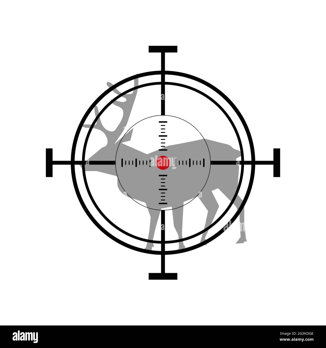 Illustrazione con icona di caccia. Bersaglio del cervo Foto Stock