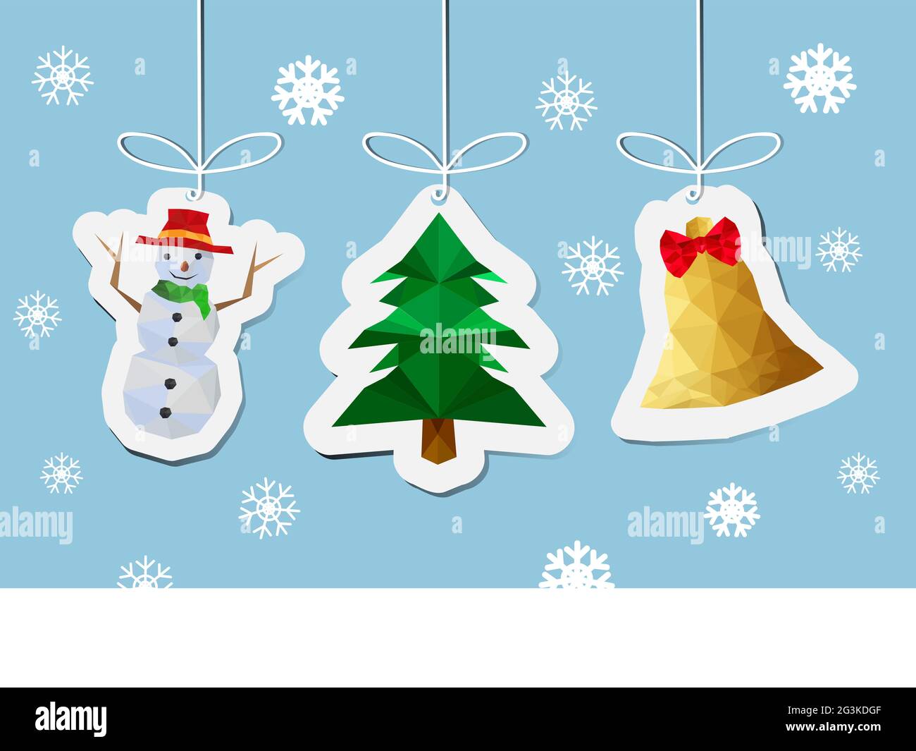 Illustrazione della scheda piatta moderna con le palle di Natale Foto Stock