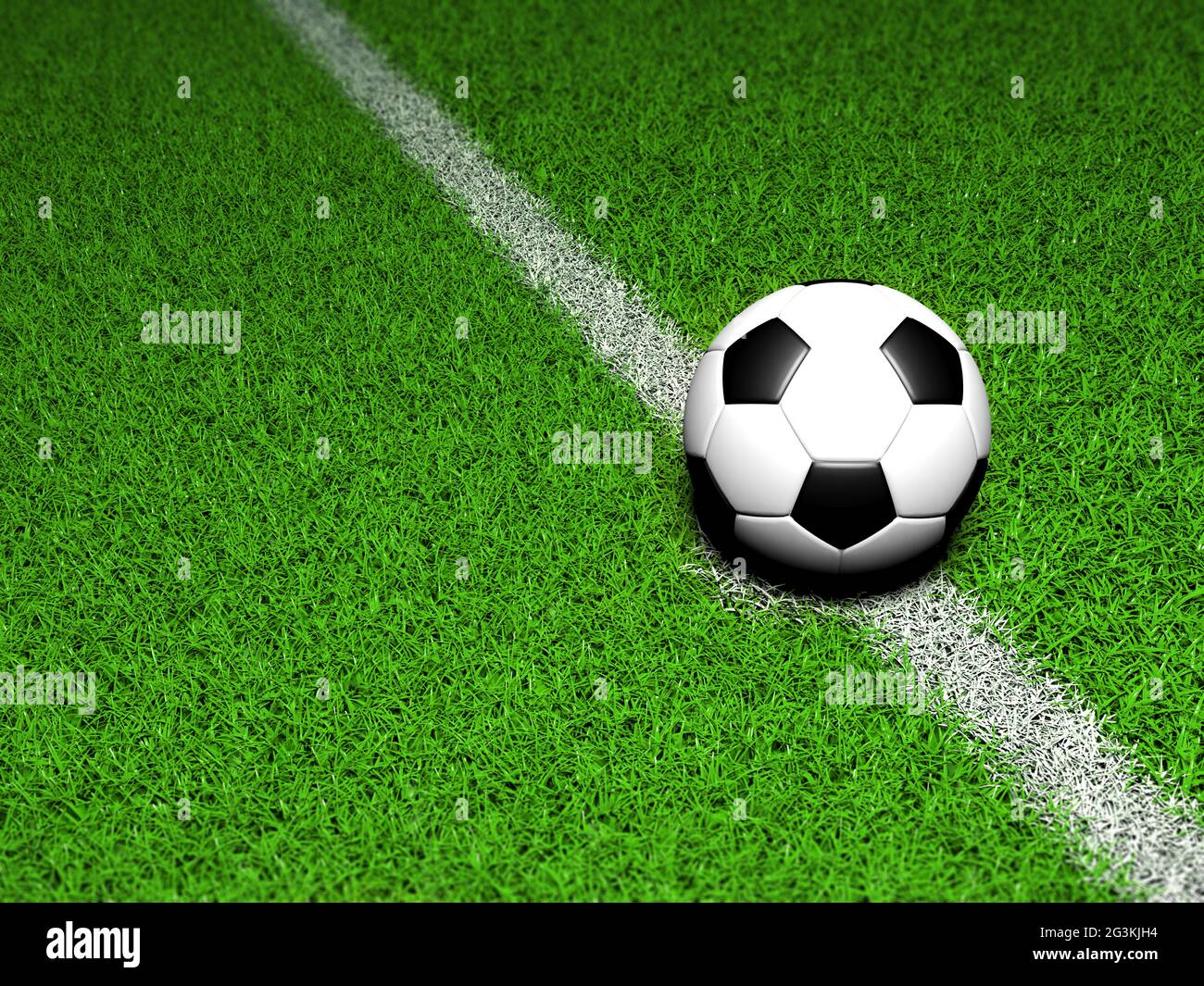 Pallone da calcio in erba verde Foto Stock