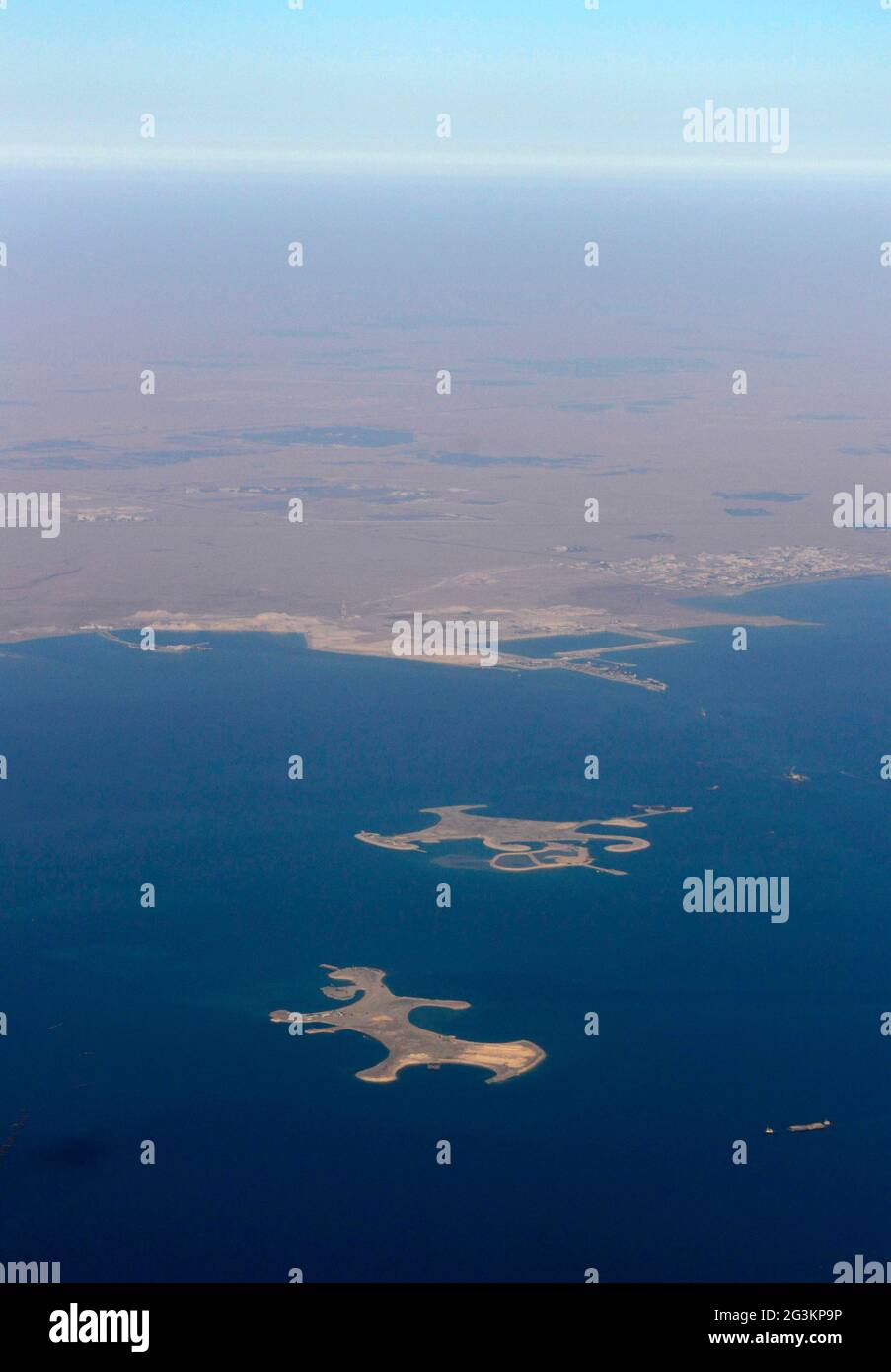 Isola artificiale al largo della costa del Qatar. Foto Stock