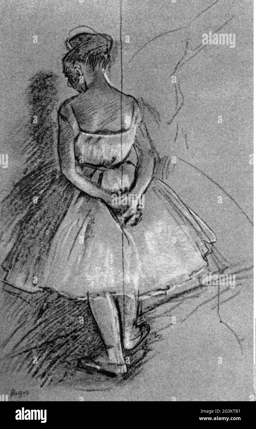 Danza, balletto, ballerina, disegno di Edgar Degas, Parigi, circa 1885, IL COPYRIGHT DELL'ARTISTA NON DEVE ESSERE ELIMINATO Foto Stock