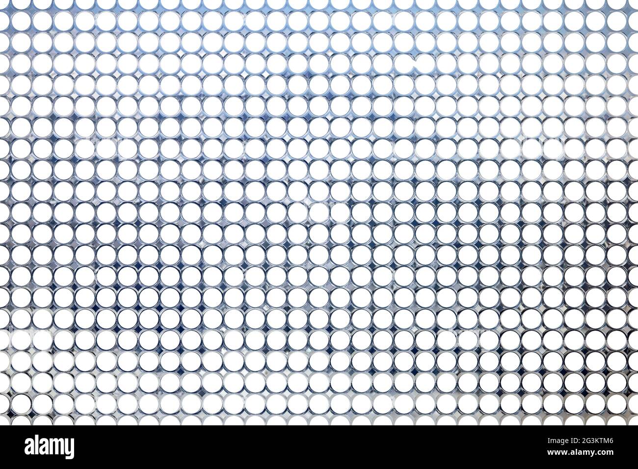 griglia in metallo con fori rotondi, sfondo di base Foto Stock