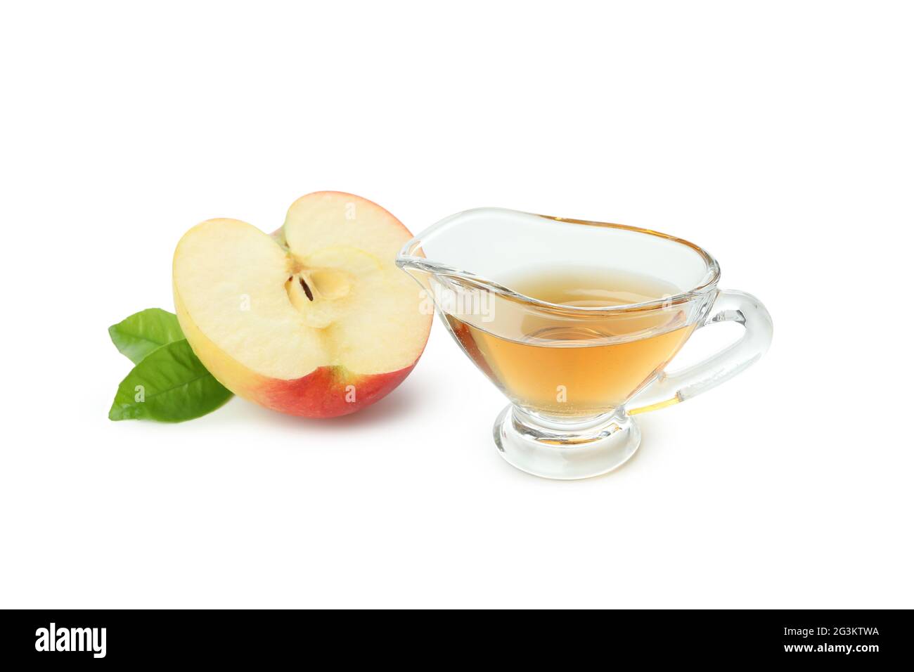 Aceto di mele fatto in casa isolato su sfondo bianco Foto Stock