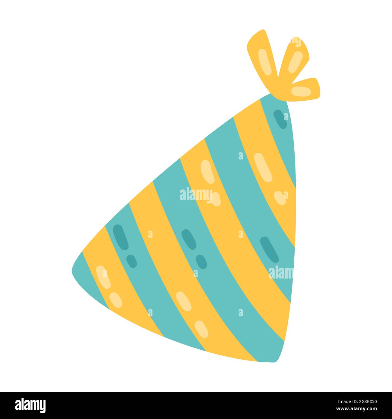Cappello da festa con strisce. Simbolo accessorio del compleanno. Cappellino di vacanza. Oggetti vettoriali isolati su sfondo bianco. Design piatto. Illustrazione Vettoriale