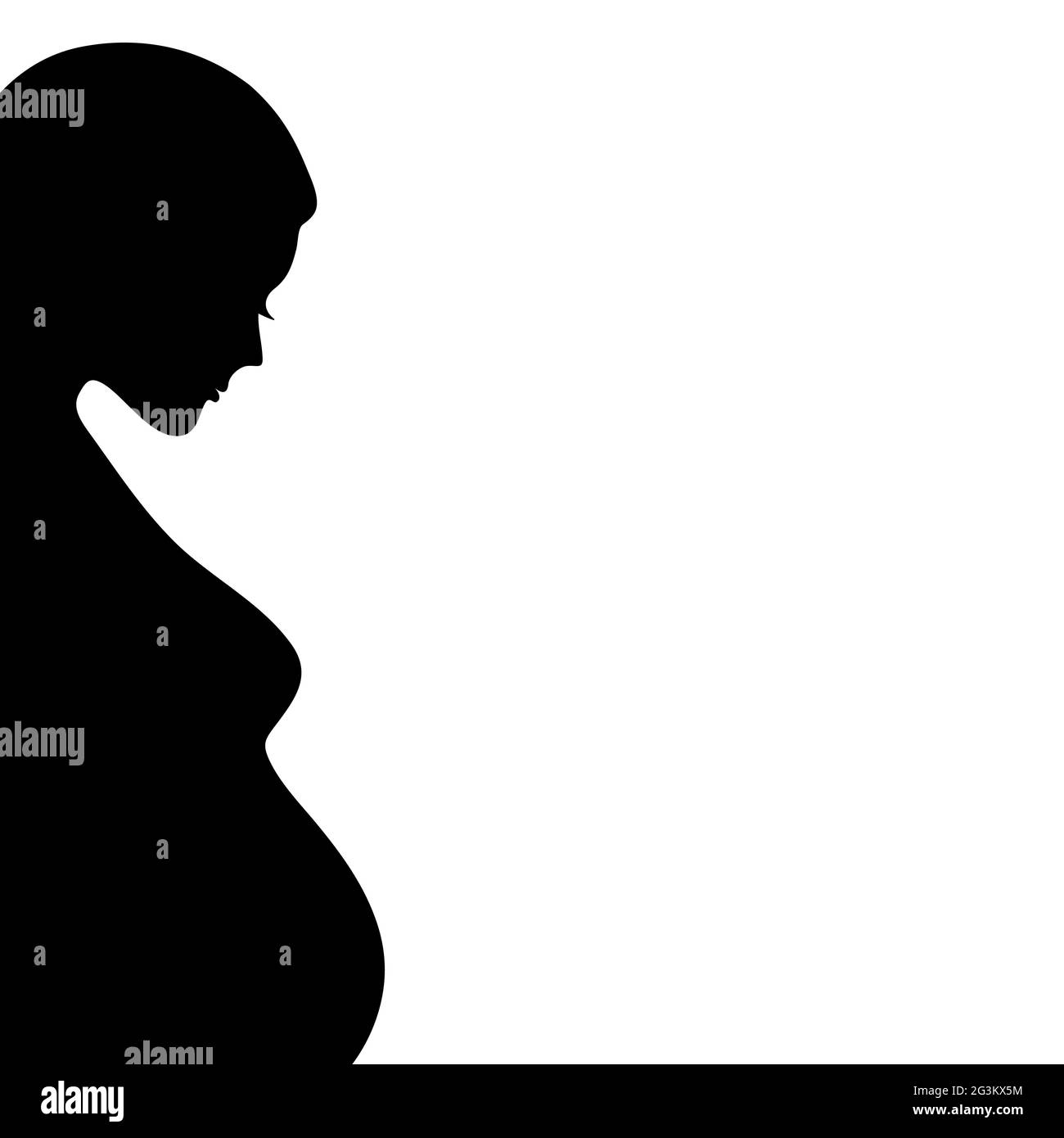 Sagoma vettoriale di una donna incinta. Bella ragazza snella che si aspetta un bambino. Figura nera di una donna incinta profilo isolato su uno sfondo bianco Illustrazione Vettoriale
