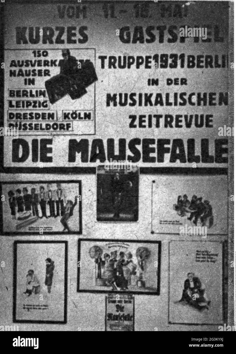 teatro / teatro, cabaret, Trupe 31, programma 'Die Mausefalle' (The Mousetrap), poster, 1931 / 1932, DIRITTI AGGIUNTIVI-CLEARANCE-INFO-NON-DISPONIBILE Foto Stock