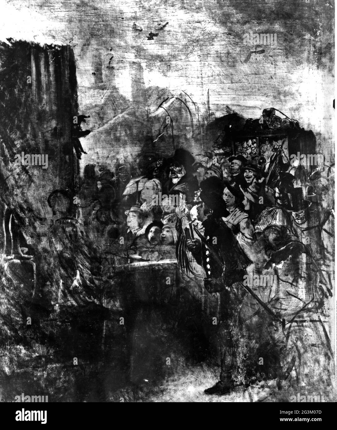 teatro / teatro, Punch e Judy, di Wilhelm von Kaulbach (1805 - 1874), pittura, 19 ° secolo, DIRITTI-AGGIUNTIVI-AUTORIZZAZIONE-INFORMAZIONI-NON-DISPONIBILI Foto Stock