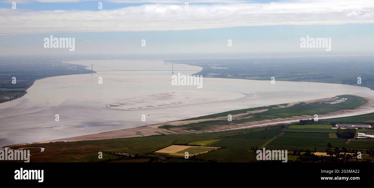 Una vista aerea dell'estuario del fiume Humber, East Yorkshire, Inghilterra settentrionale, Regno Unito Foto Stock