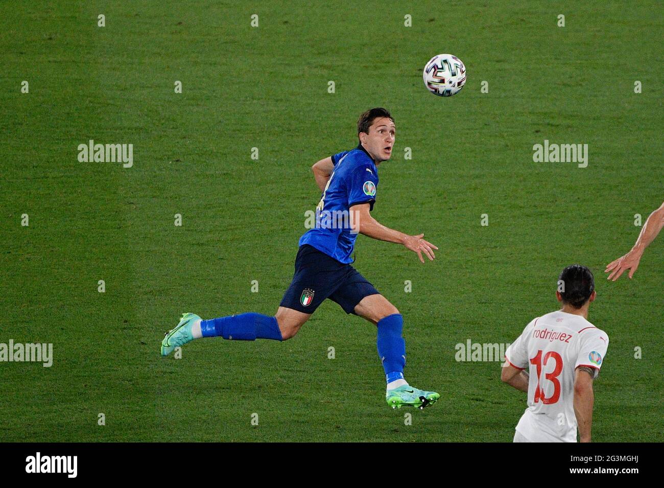 Federico Chiesa d'Italia visto in azione durante la UEFA Euro 2020 Gruppo A - Italia vs Svizzera allo Stadio Olimpico / LM Foto Stock