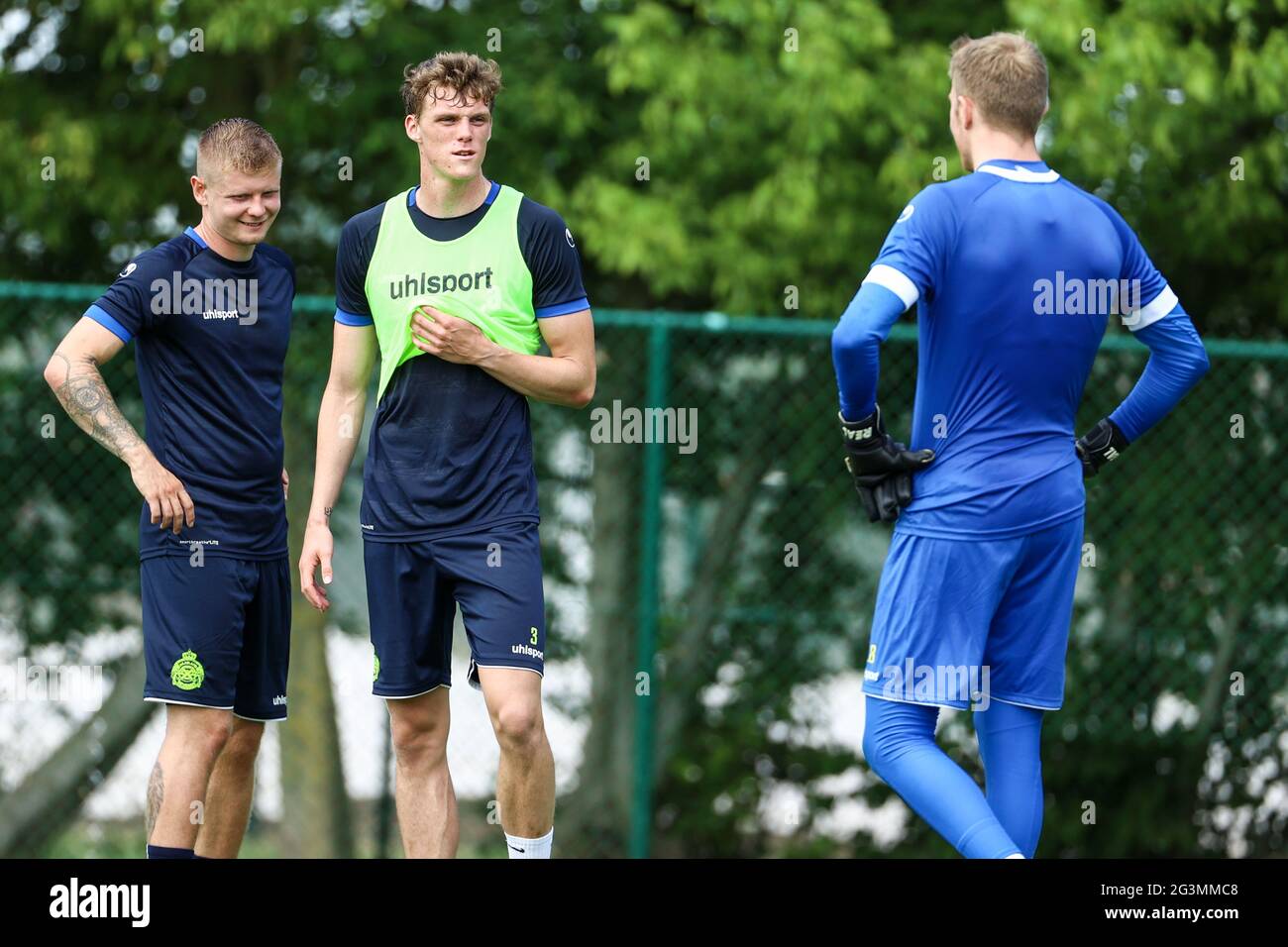 Il Brendan Schoonbaert di Waasland-Beveren ha raffigurato durante la prima sessione di allenamento per la nuova stagione 2021-2022 della Jupiler Pro League prima divisione SO Foto Stock