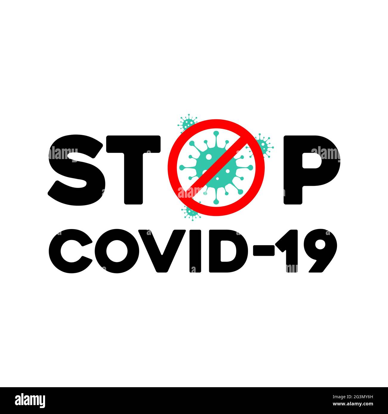 Icona del simbolo della covid-19 di arresto. Illustrazione vettoriale Illustrazione Vettoriale