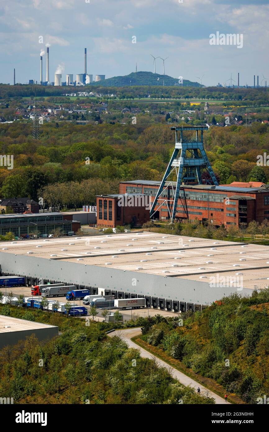 '07.05.2021, Herten, Renania Settentrionale-Vestfalia, Germania - sviluppo industriale della logistica nel sito della collera Ewald in disuso a Herten, nella ba Foto Stock