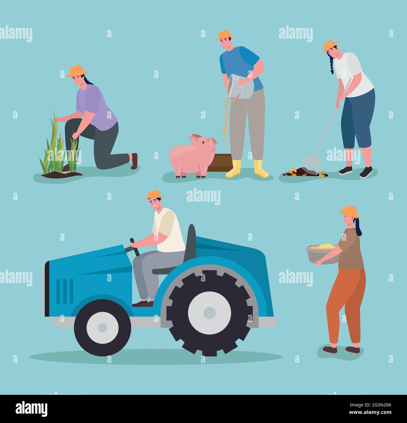 Set di icone contadini Illustrazione Vettoriale