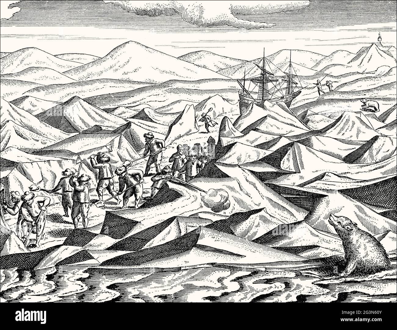 Spedizione nella regione artica di Willem Barentsz, c. 1550 – 1597, esploratore artico olandese Foto Stock