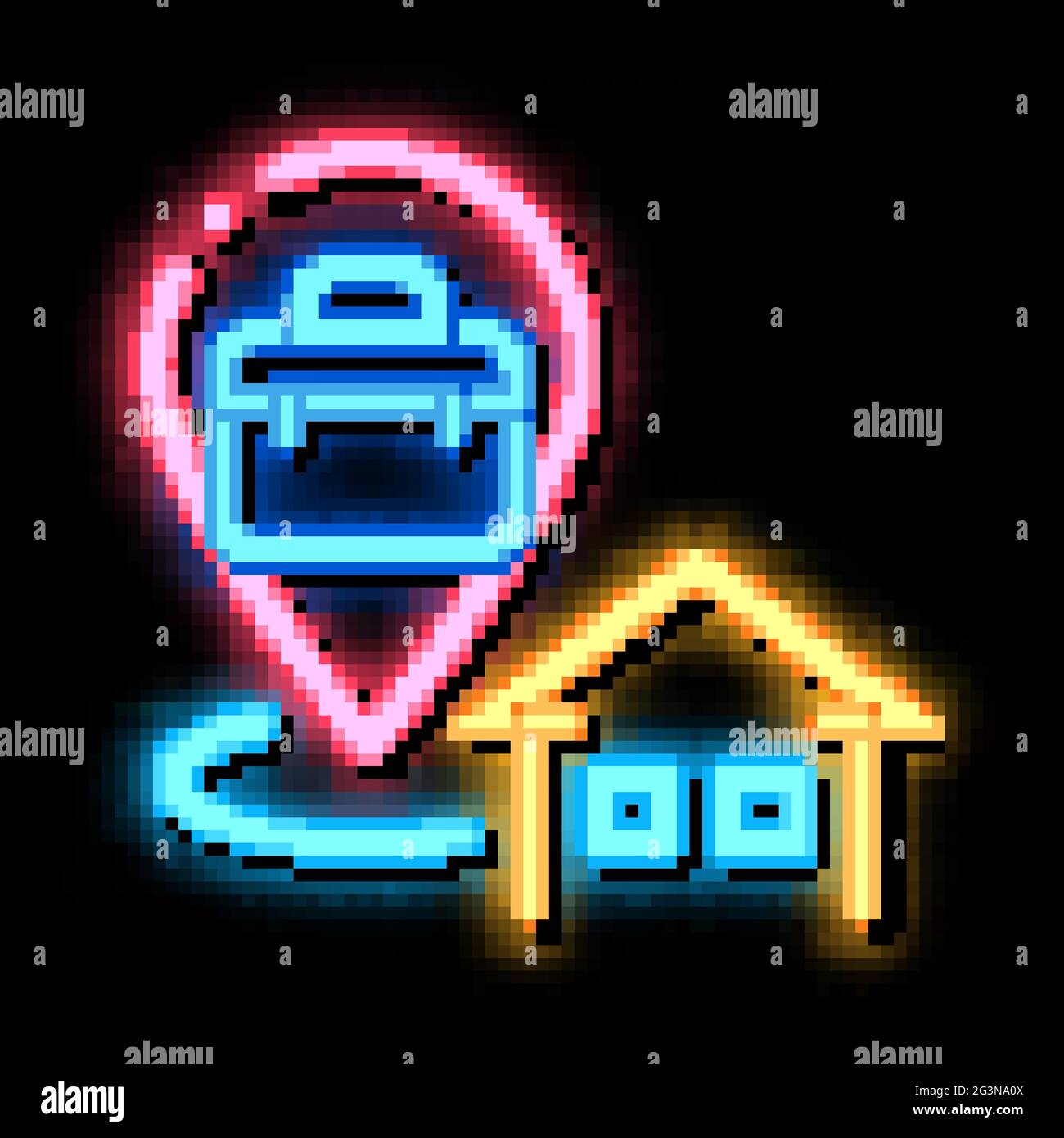 illustrazione della direzione da casa al neon di lavoro Illustrazione Vettoriale