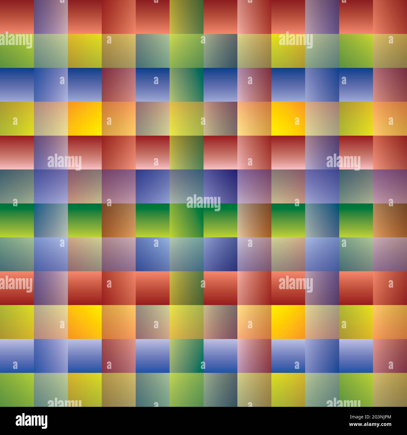 Modello di sfondo con linee incrociate, quadrati multicolore, disegno stile tessuto. Sfondo Illustrazione Vettoriale