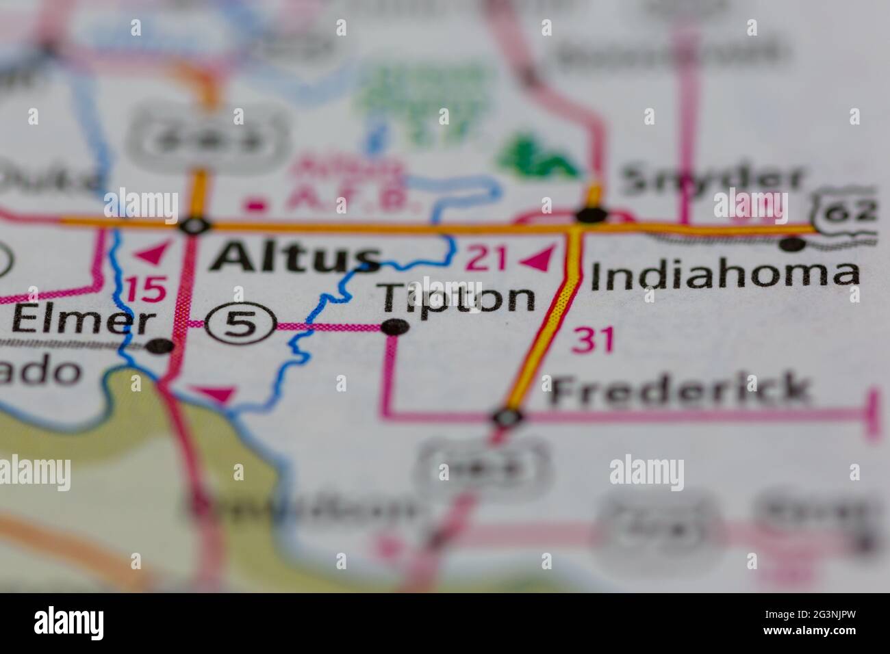 Tipton Oklahoma USA mostrato su una mappa geografica o su una mappa stradale Foto Stock