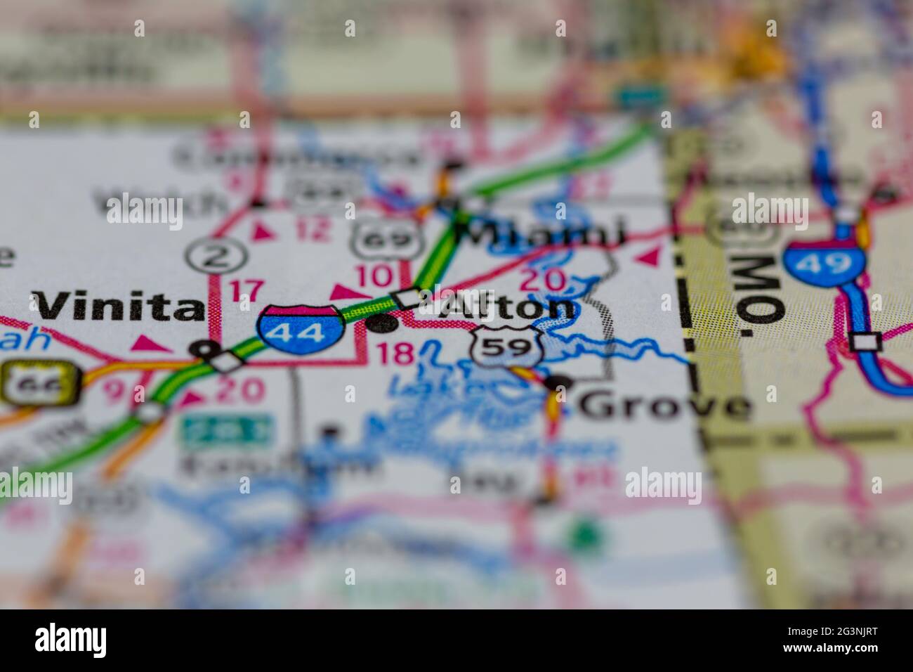 Afton Oklahoma USA mostrato su una mappa geografica o su una mappa