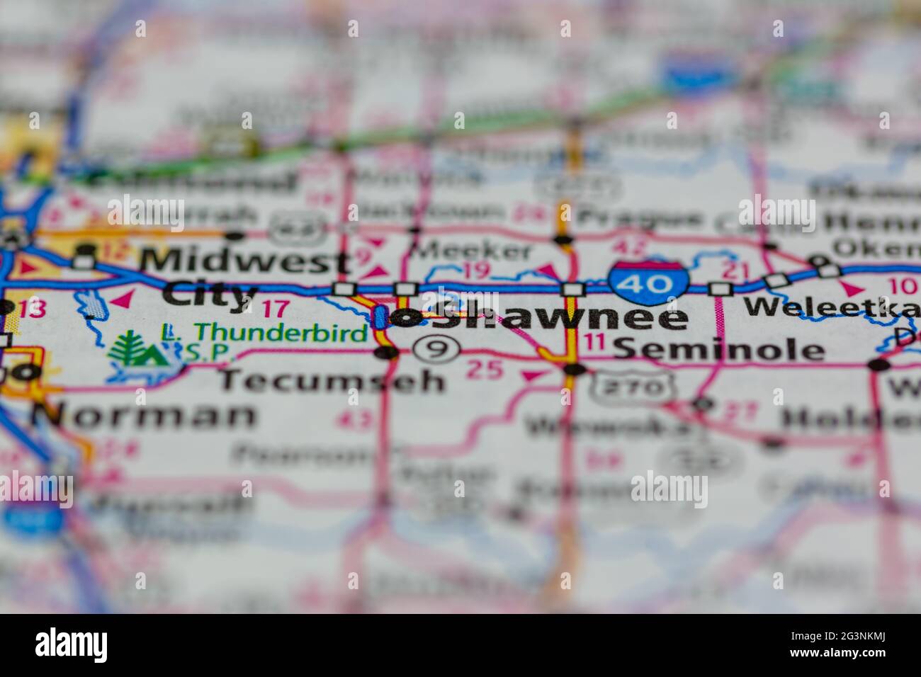 Shawnee Oklahoma USA mostrato su una mappa geografica o su una mappa stradale Foto Stock