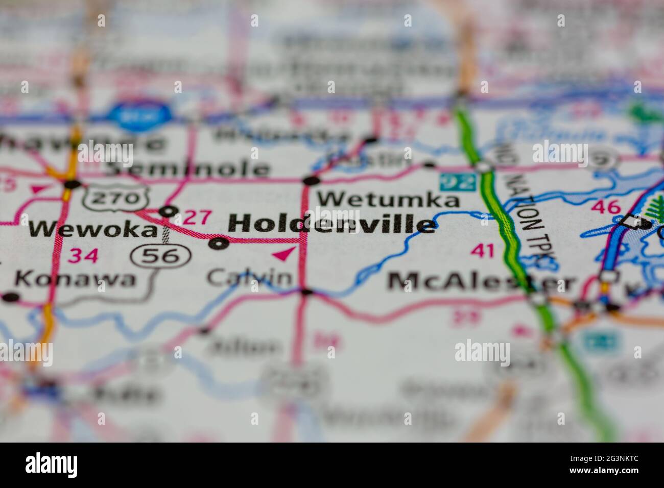 Holdenville Oklahoma USA mostrato su una mappa geografica o su una