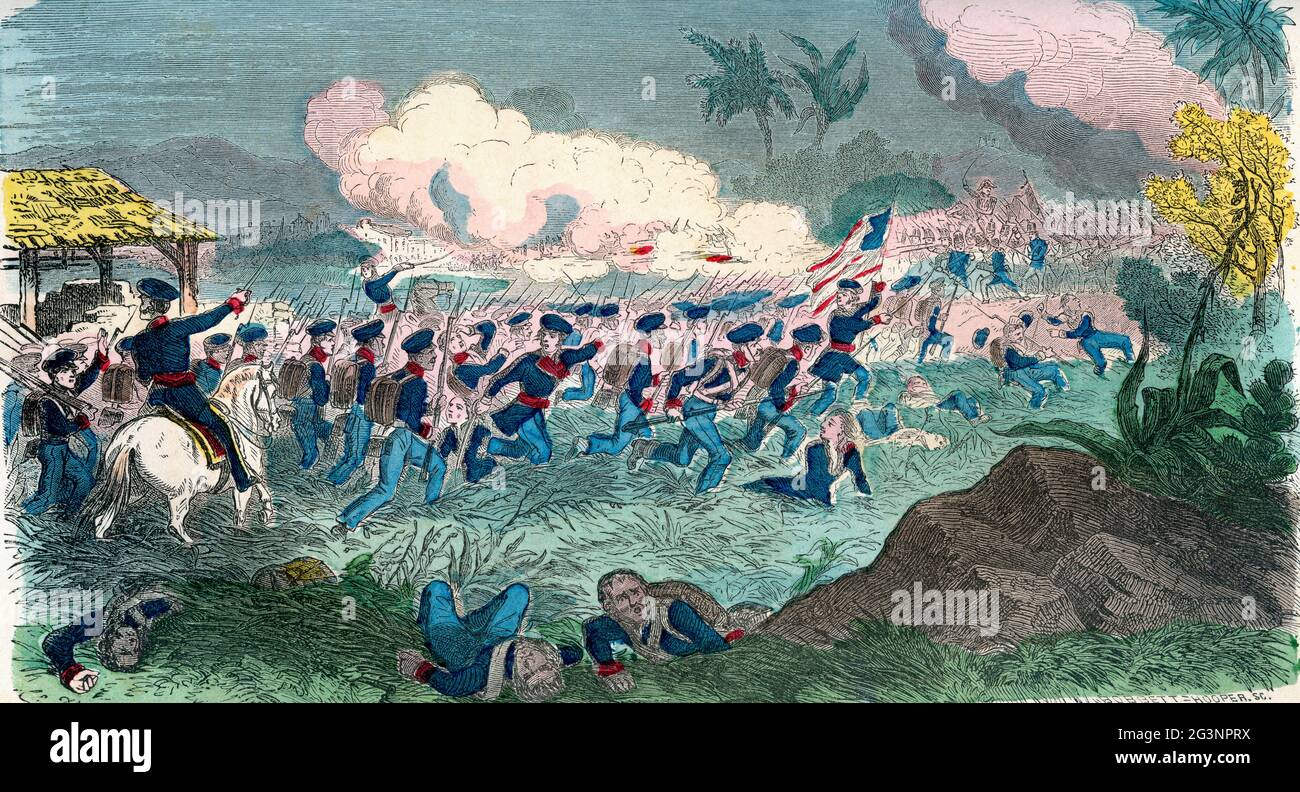 Carica dei Palmetti nella Battaglia di Churubusco, 20 agosto 1847. Da una storia illuminata del Nord America, dal primo periodo al presente, pubblicato 1860. Foto Stock