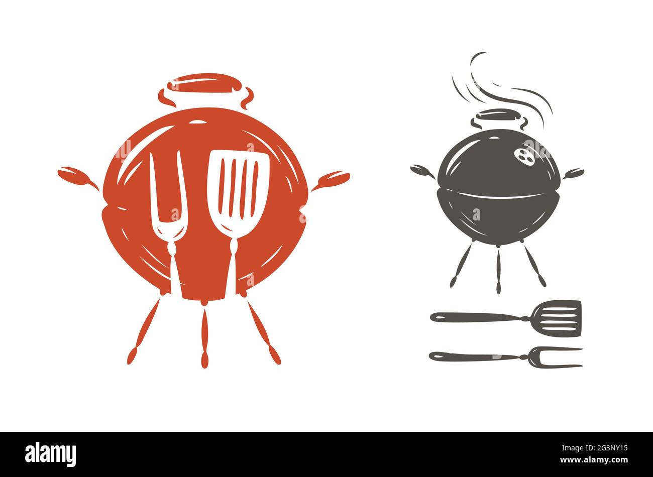 Simbolo della griglia all'aperto. Illustrazione vettoriale del concetto di cibo per barbecue Illustrazione Vettoriale