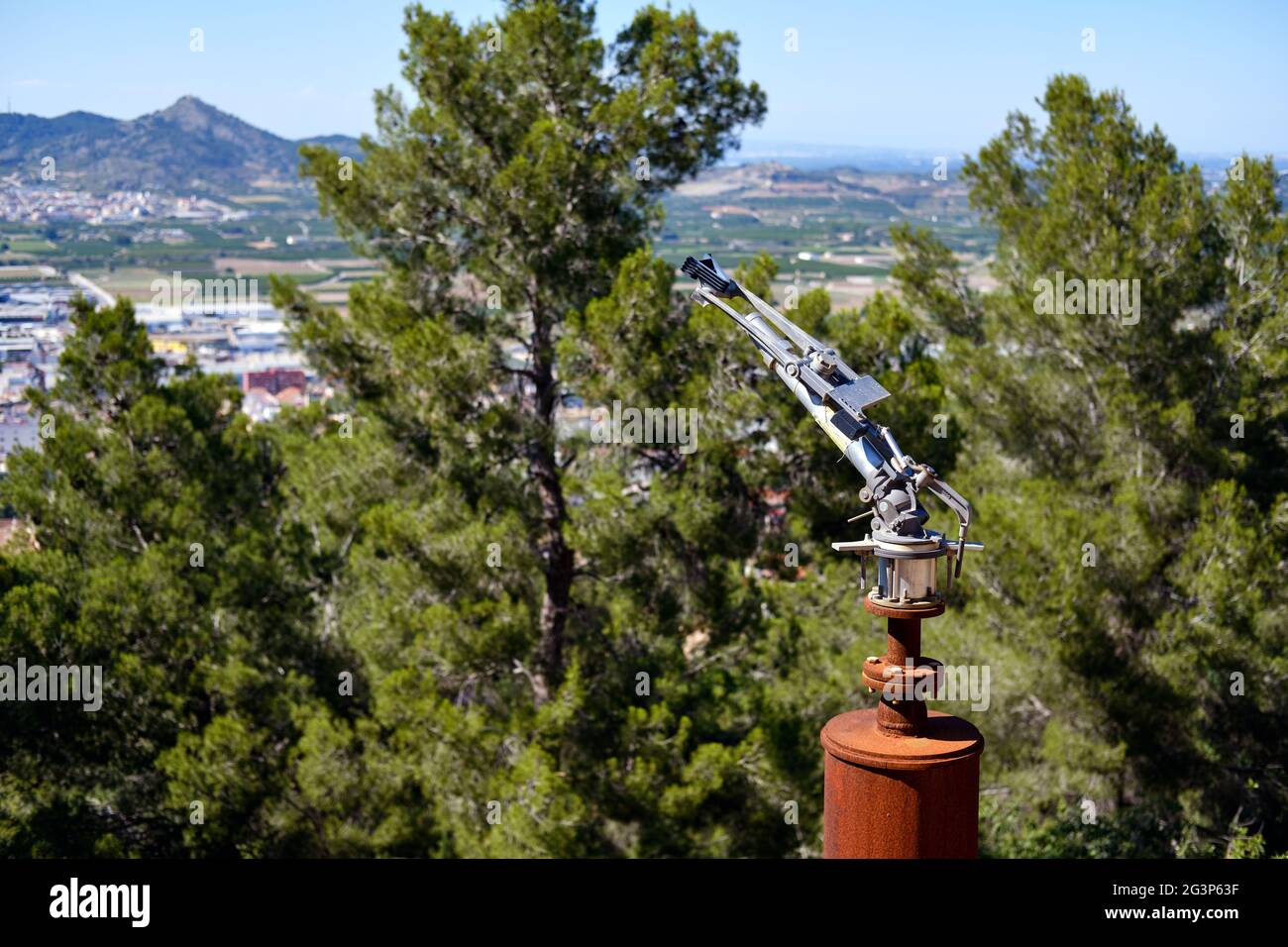 Primo piano impianto antincendio, protezione antincendio di foreste e parchi. Alicante, Spagna Foto Stock