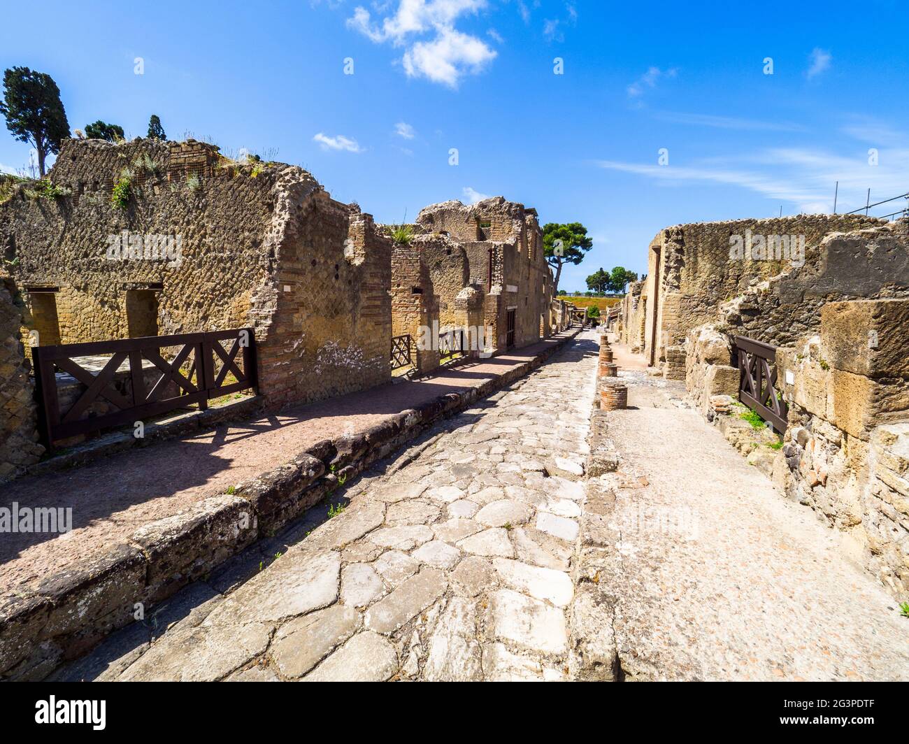 Cardo terzo superiore (strada comunale che corre a nord/sud) - rovine di Ercolano, Italia Foto Stock