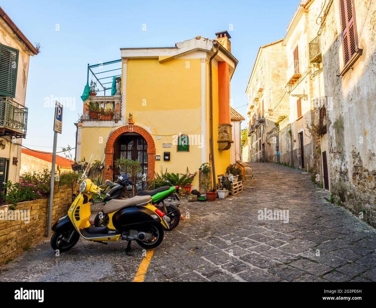 Il centro storico di Agropoli in provincia di salerno Foto Stock