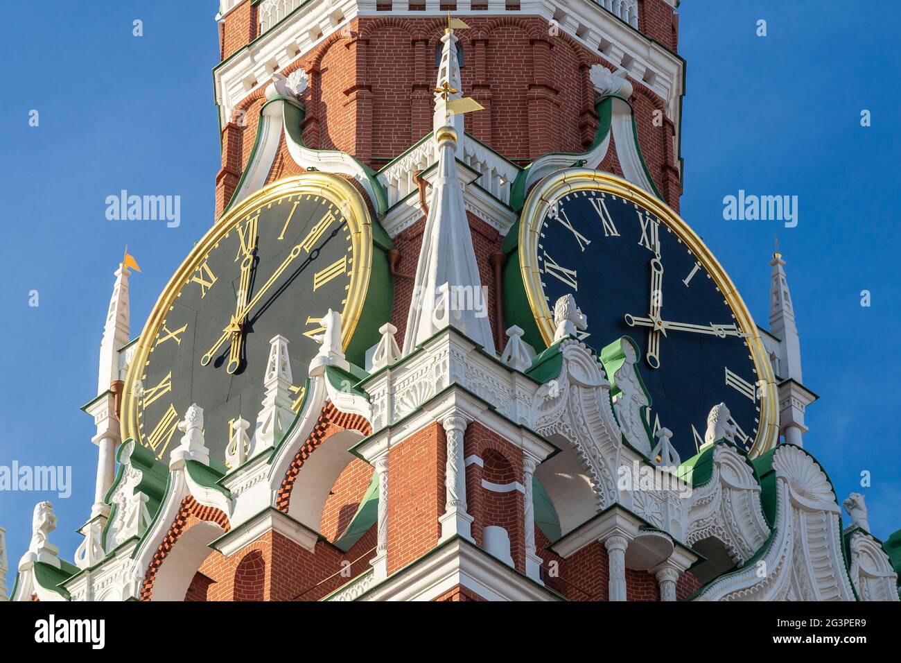 L'orologio del Cremlino o i chimes del Cremlino sono un orologio storico sulla Torre Spasskaya del Cremlino di Mosca. Russia Foto Stock