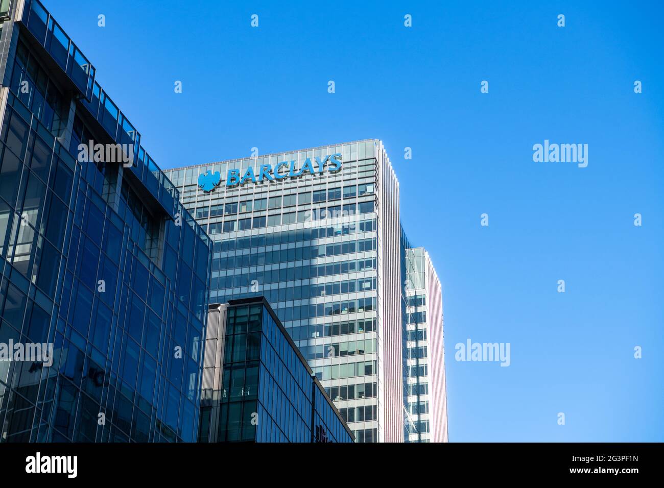 One Churchill Place, sede centrale della Barclays Bank, a Docklands sull'Isola dei Dogs, Londra, Regno Unito Foto Stock