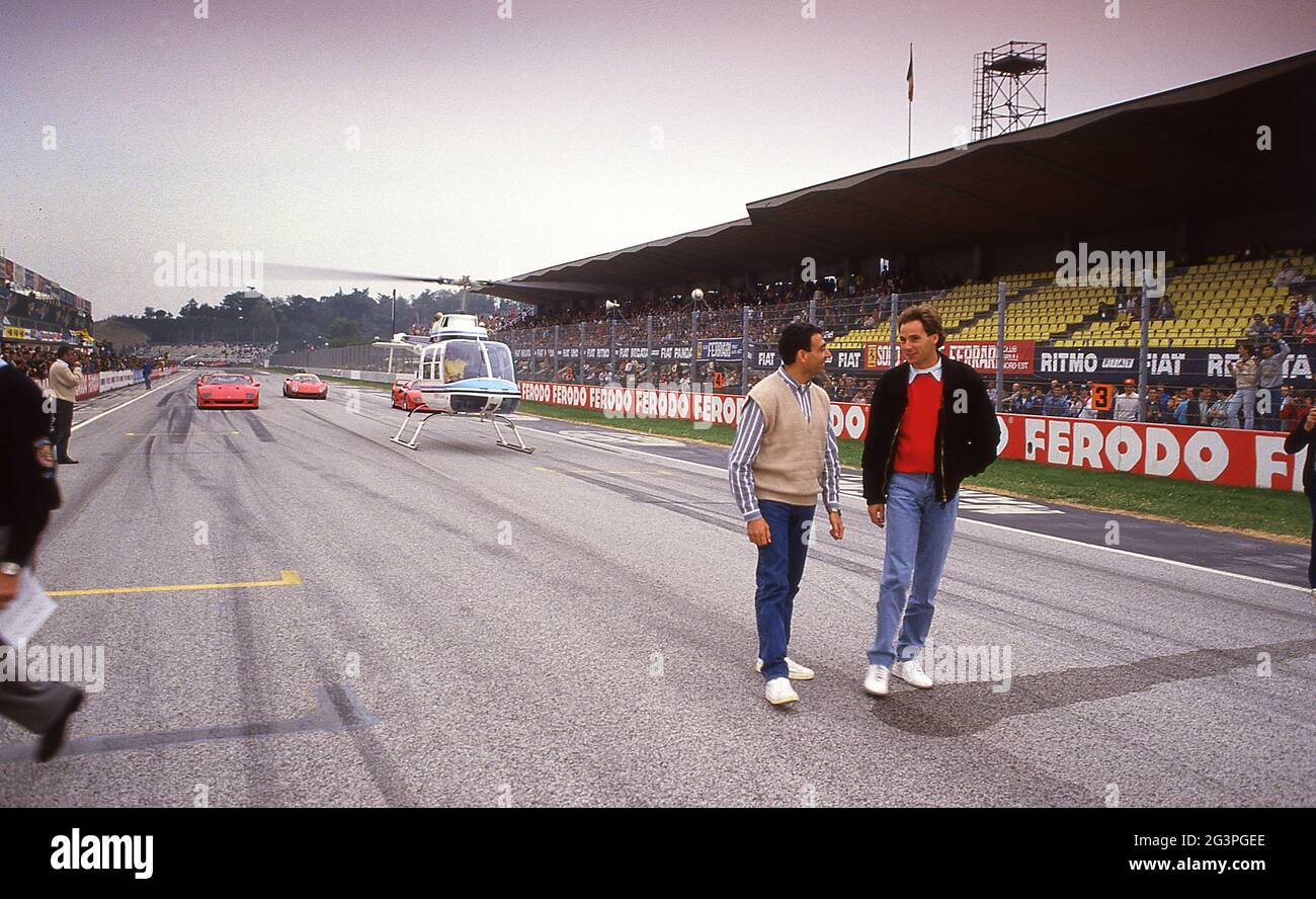 Gerhard Berger al 40° anniversario della Ferrari all'Autodromo Dino Ferrari Imola 1987 ottobre Foto Stock