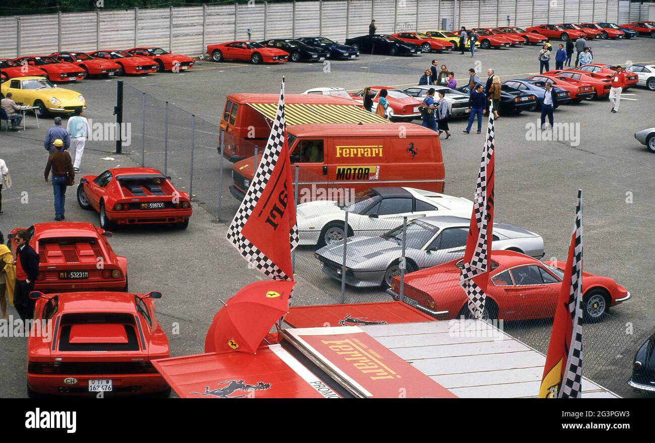 40° anniversario della Ferrari all'Autodromo Dino Ferrari Imola Italia 1987 ottobre Foto Stock