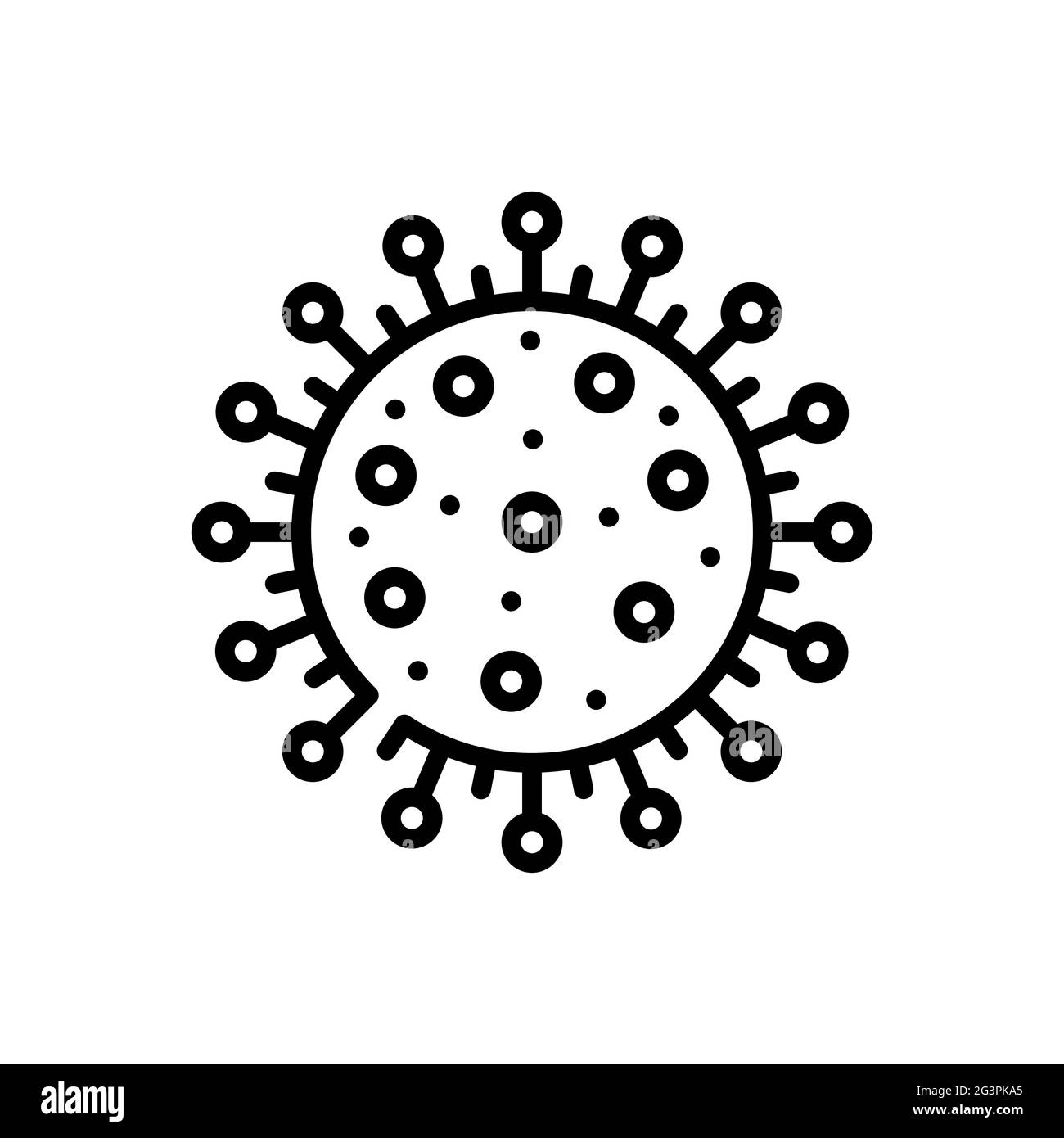 icona del coronavirus, simbolo del coronavirus con linea nera e sfondo bianco. Illustrazione vettoriale Illustrazione Vettoriale