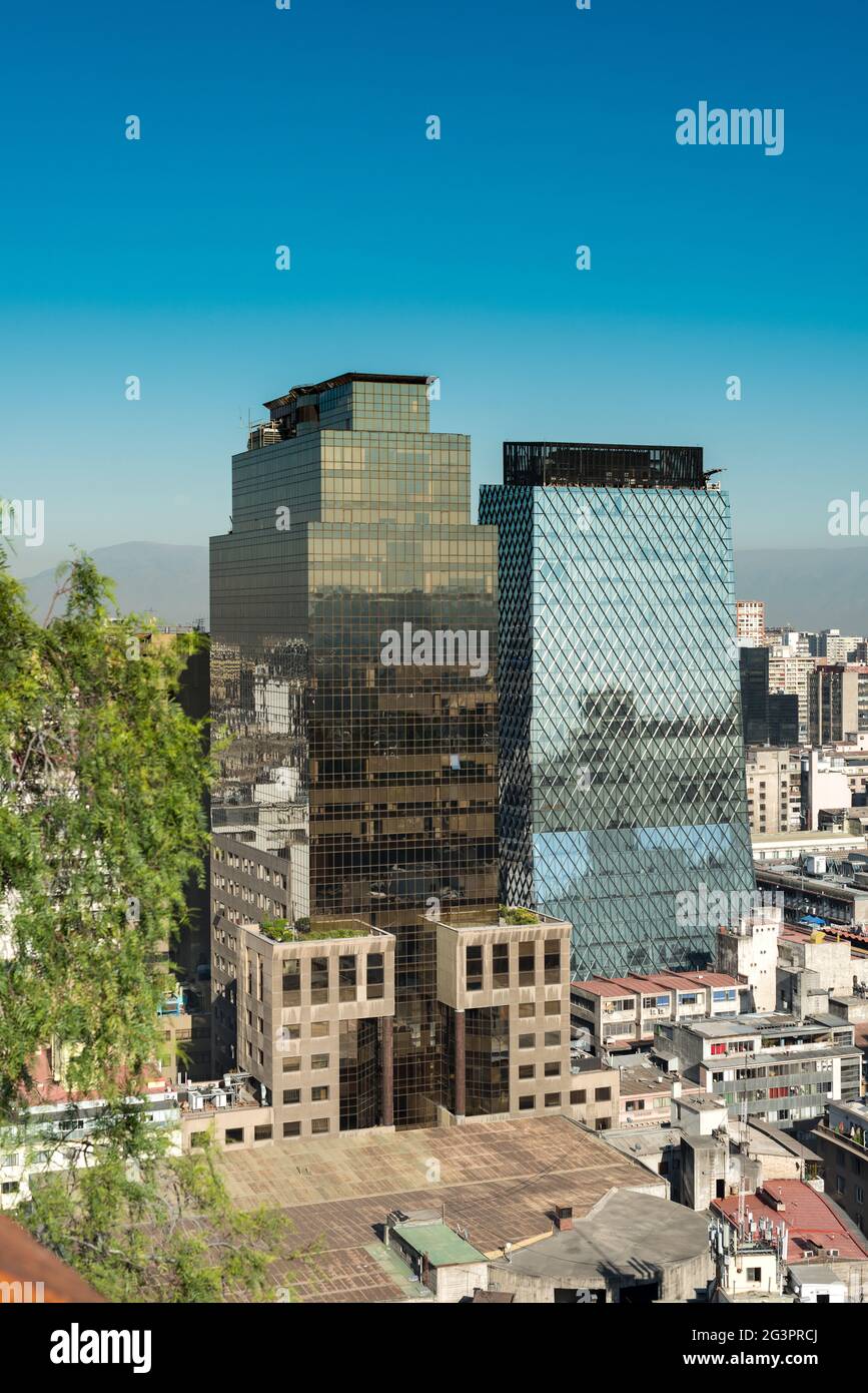 Paesaggio urbano del centro di Santiago del Cile Foto Stock