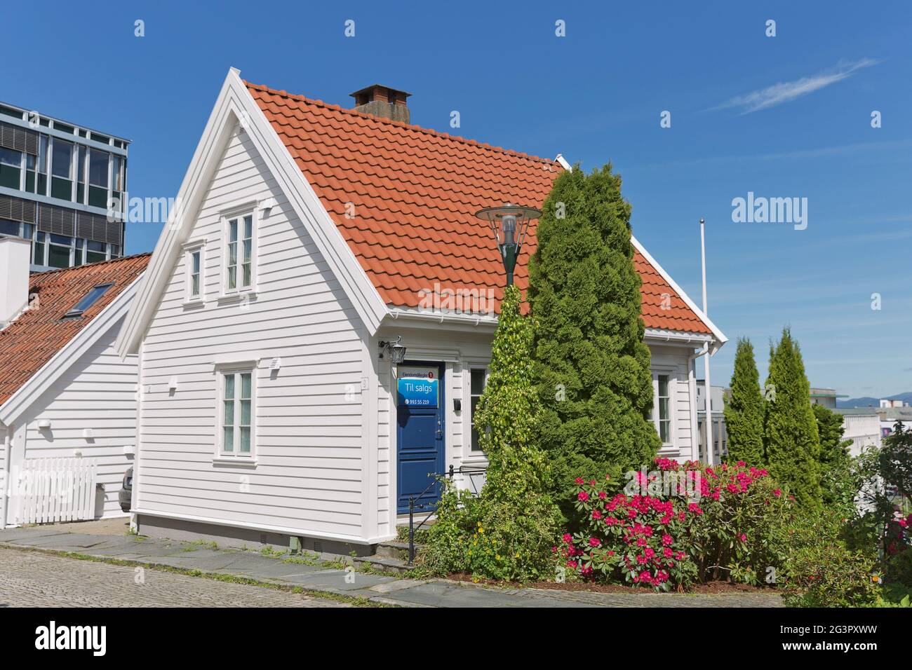 Tradizionali case in legno a Gamle, che è una zona storica della città di Stavanger in Norvegia Foto Stock