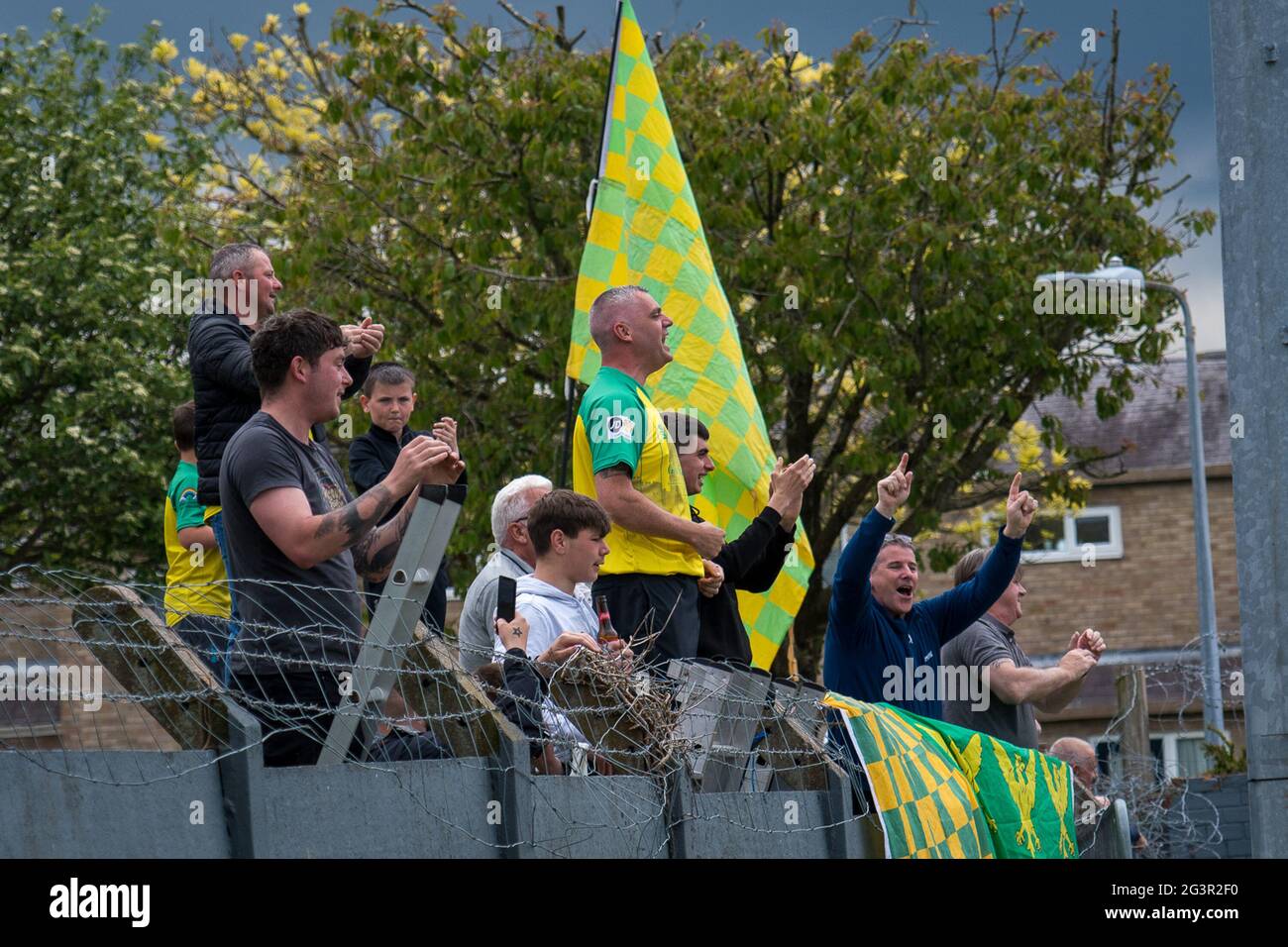 Caernarfon, Galles 29 maggio 2021. JD Cymru Premier UEFA Europa Conference League play-off finale tra Caernarfon Town e Newtown AFC. Foto Stock