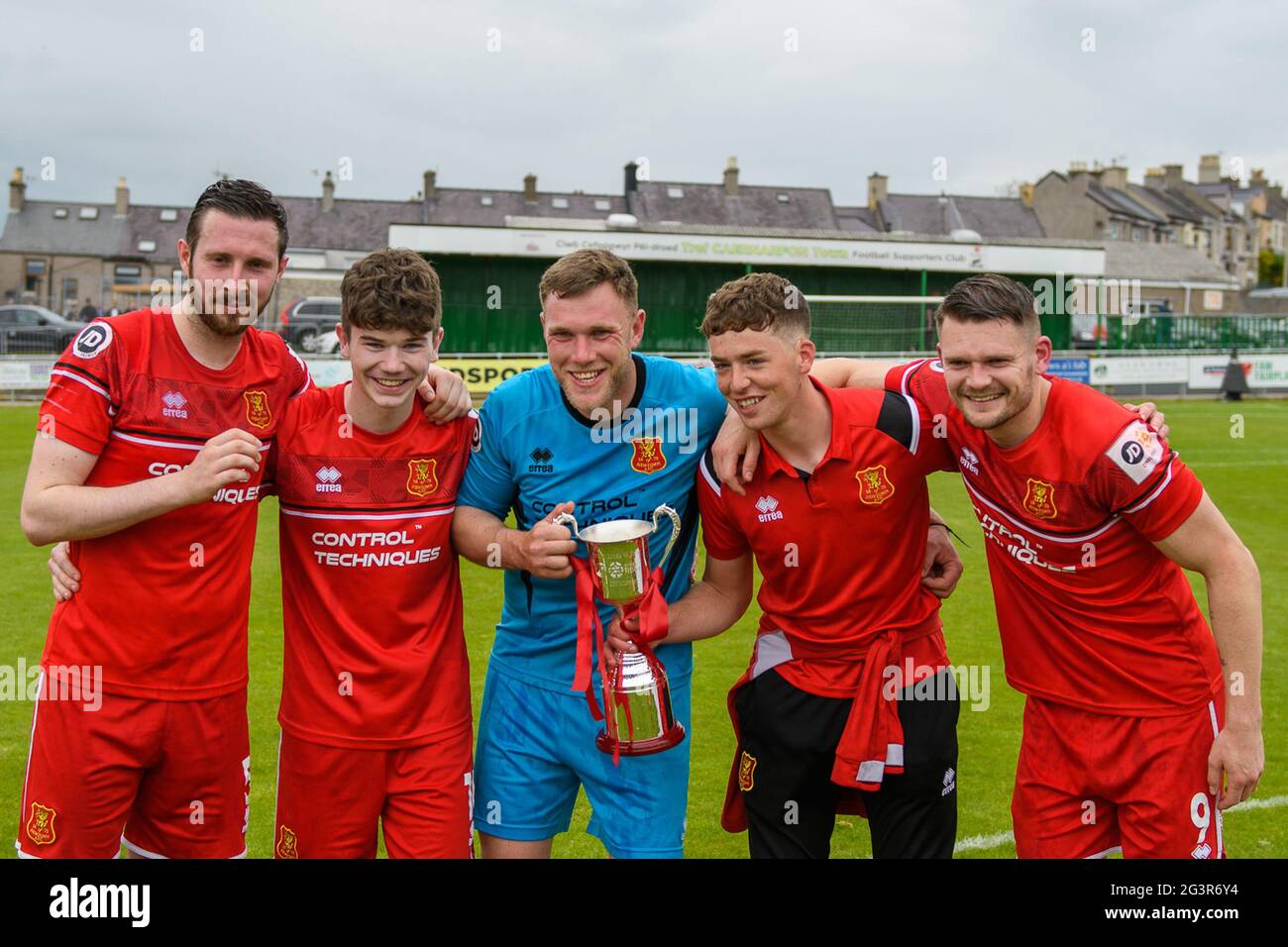 Caernarfon, Galles 29 maggio 2021. JD Cymru Premier UEFA Europa Conference League play-off finale tra Caernarfon Town e Newtown AFC. Foto Stock