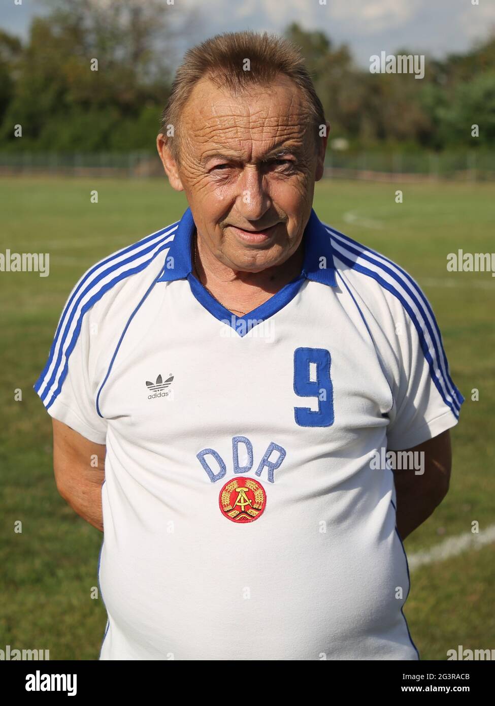 Giocatore nazionale di calcio GDR e Legend Joachim Streich al FC Hansa Rostock e 1.FC Magdeburg Foto Stock