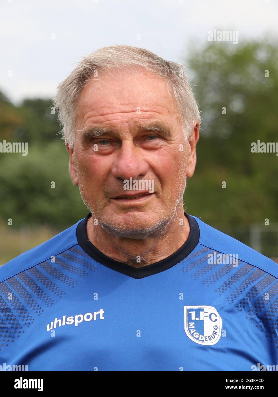 Calciatore e leggenda della GDR Siegmund Mewes 1° FC Magdeburg Foto Stock