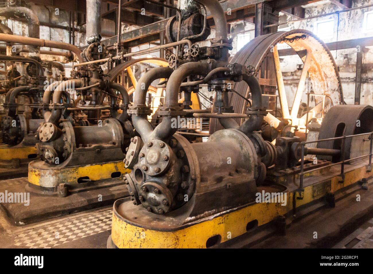 FRAY BENTOS, URUGUAY - 18 FEBBRAIO 2015: Interno di una ex fabbrica di carne, ora Museo della rivoluzione industriale. Foto Stock