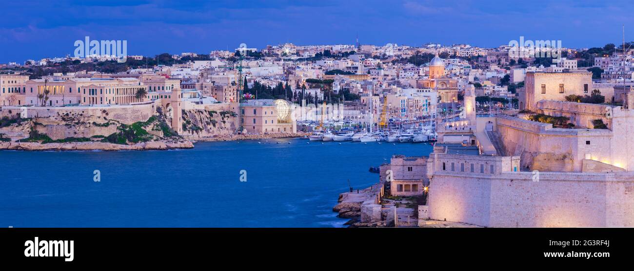 Malta Valetta Valetta Kalkara / mattina presto / Grand Harbour Marina - forti rikaÅ¼oli, bighi XXL Foto Stock