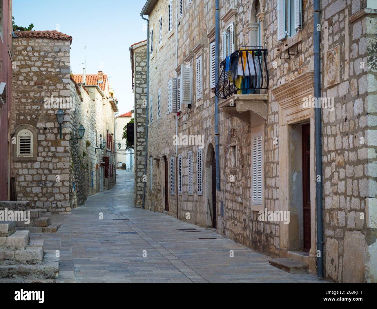 Via della città vecchia di Rab in Croazia Foto Stock
