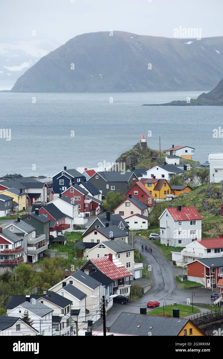 Cultura e vita nella città più settentrionale di Honningswag in Norvegia Foto Stock