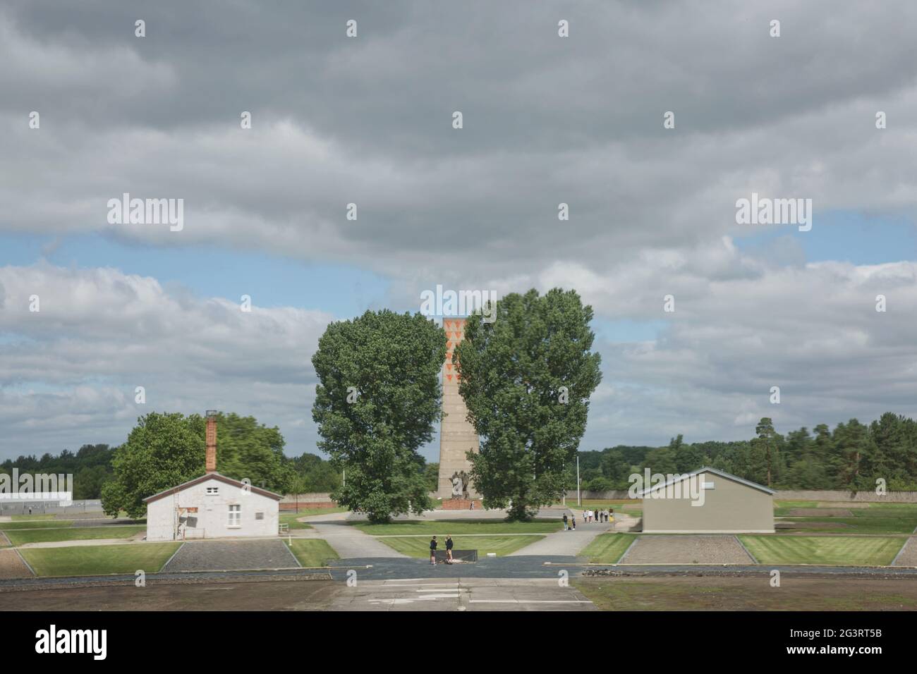 Sachsenhausen Monument-National Memorial GDR ha messo in memoria 1961 prigionieri che sono morti in questo campo di concentramento nazista 1936 a. Foto Stock