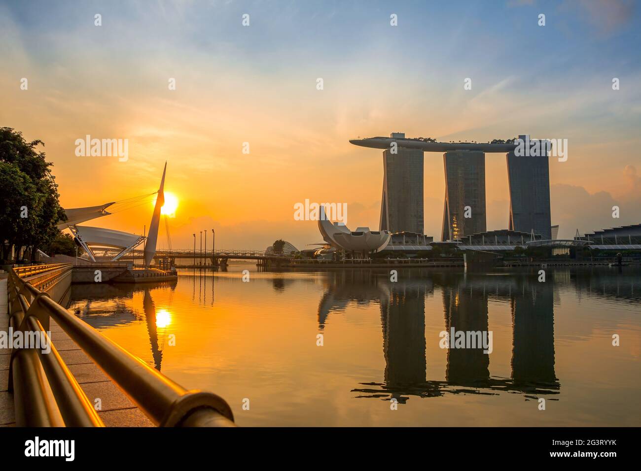 Marina Bay e Sands SkyPark al mattino Foto Stock